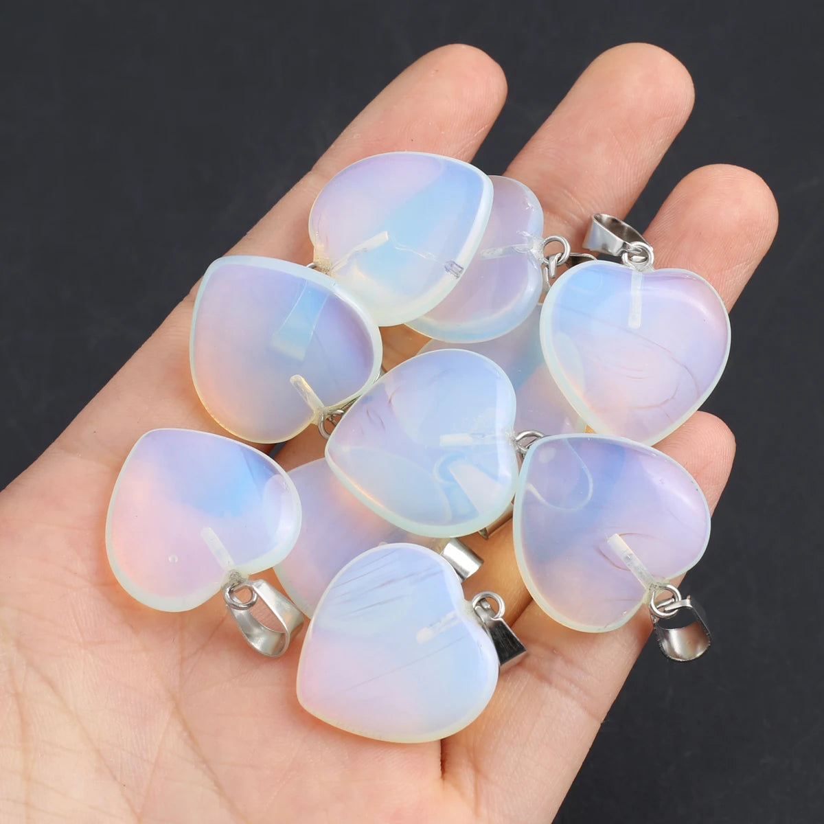 5pc Natural Stone Pendant Heart Clear Quartz Healing Crystals Stone Charms For Jewelry Making DIY Necklaces