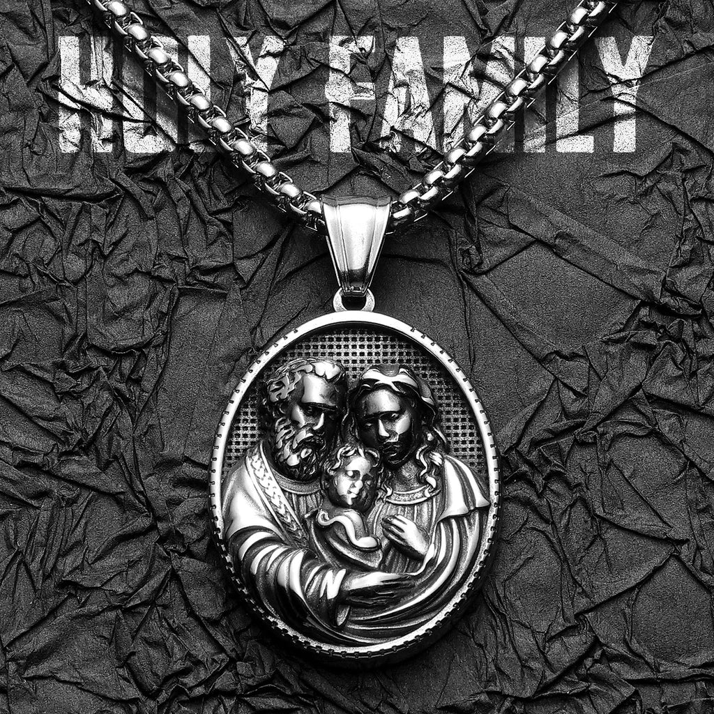 Holy Family Pendant — Stainless Steel