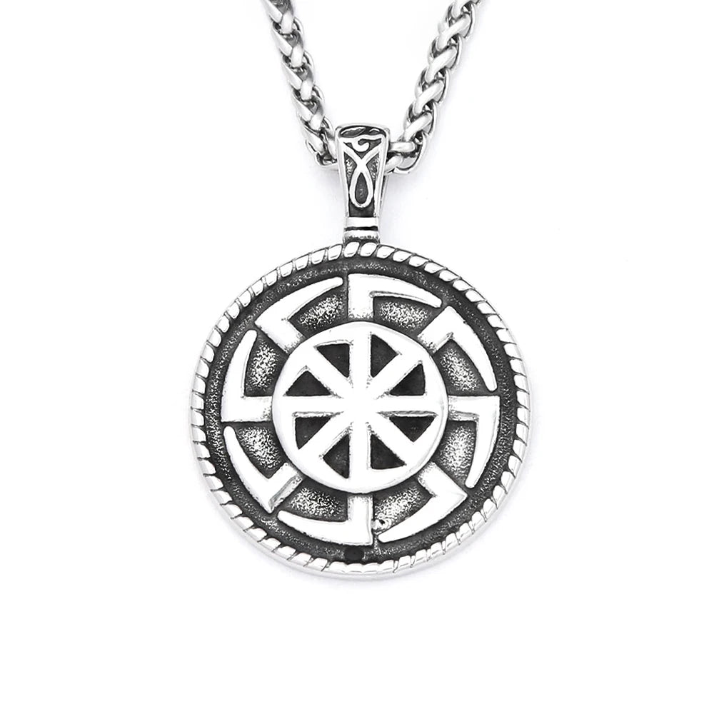 Slavic Kolovrat Pendant Necklace — Stainless Steel