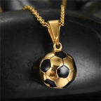 Football Charm Pendant Necklace — Gold