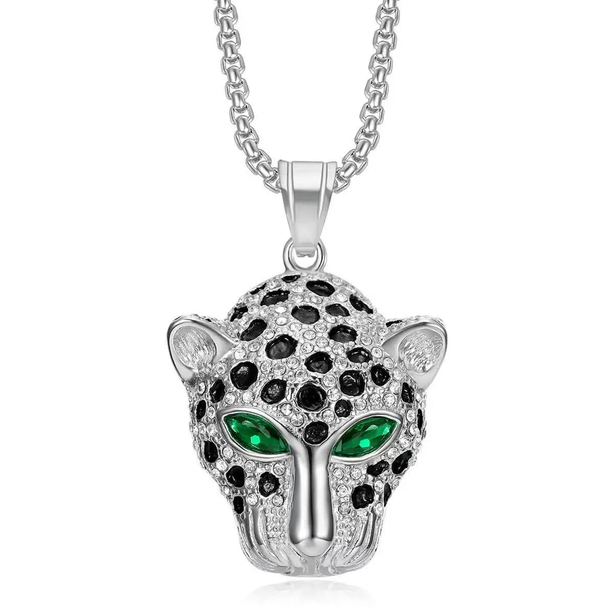 Vintage Stainless Steel Leopard Head Pendant Necklace Gothic Hip Hop Classic Animal Necklaces For Men Fashion Party Jewelry Gift