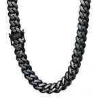 Hip Hop Black Color Stainless Steel Dense Cuban Miami Link Chain Necklaces for Men Bling Rapper jewelry Drop Shipping