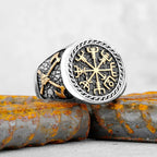 Vintage Stainless Steel Viking Amulet Ring Norse Compass Runes Men and Women Rings Teens Multi Style Jewelry Boyfriend