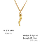 Italian Horn Amulet Pendant Necklace — Steel