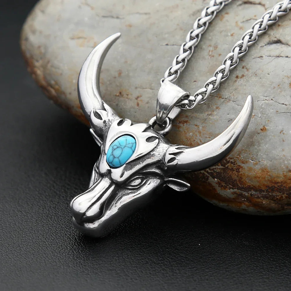 Bull Head Steel Pendant Vintage Punk Zodiac