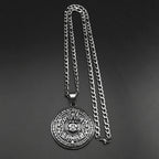 Vintage Mayan Symbol Pendant Necklace For Men Women Stainless Steel Black Ethnic Style Faith Amulet Chain Jewelry