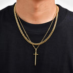 Sword Long Pendant Necklace — Stainless Steel