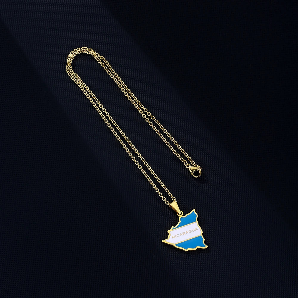 Nicaragua Map Pendant Necklace