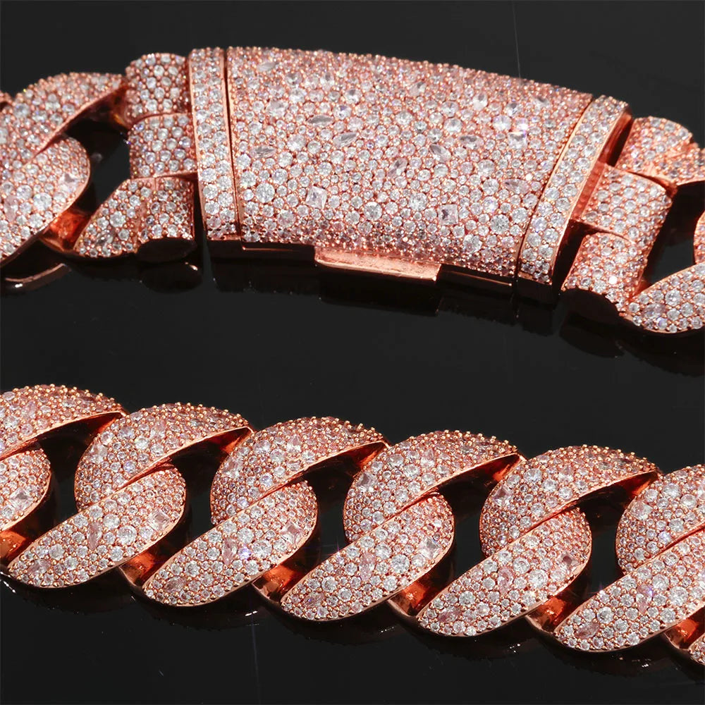 Iced Out Cuban Chain Necklace Stainless Steel 22MM