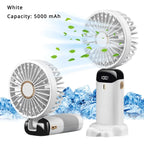 5000mAh Portable Fan Rechargeable 90° Foldable 5 Speed Mini Air Conditioner Small Fan Air Cooler with LED Digital
