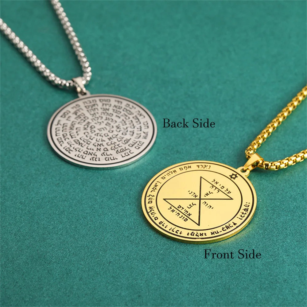 EUEAVAN Key of Solomon Necklace Double Side Third Pentacle of the Venus Protection Love Stainless Steel Necklaces Amulet Jewelry
