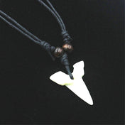 Imitation Yak Bone Shark Tooth Amulet Pendant Necklace