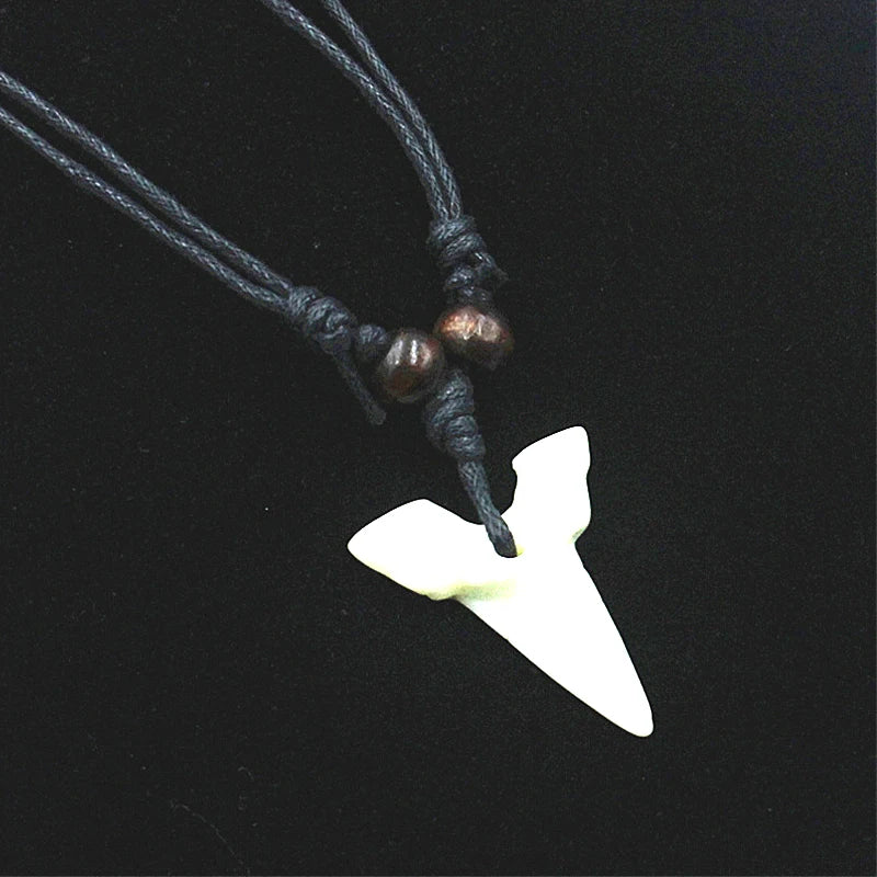 Imitation Yak Bone Shark Tooth Necklace Cool Men Women's Jewelry White Teeth Amulet Pendant Gifts