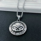 Harley Badge Skull Pendant Necklace — Stainless
