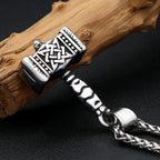 Viking Vintage Thor Hammer Pendant Stainless Steel Celtic Knot Necklace For Men Witch Knot Amulet Jewelry Gifts