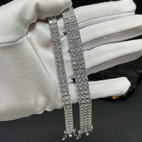 3MM Iced Out Double Row Tennis Bracelet — Two-Tone