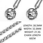 Wolf Viking Steel Pendant 316L Head Relief