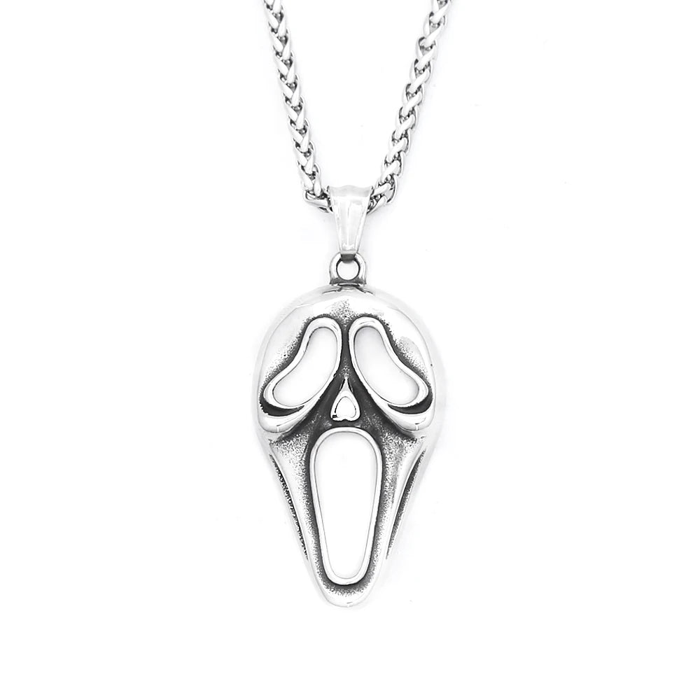 Punk Vintage Clown Mask Pendant Necklace For Men Boys 316L Stainless Steel Skull Mask Necklaces Party Jewelry Gifts Dropshipping