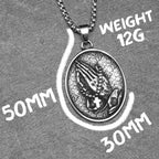 Praying Hands Cross Pendant — Stainless Steel