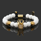 Crown, Leopard, Cross & Skull Beaded Bracelet — 8mm Adjustable