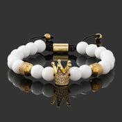 Crown, Leopard, Cross & Skull Beaded Bracelet — 8mm Adjustable