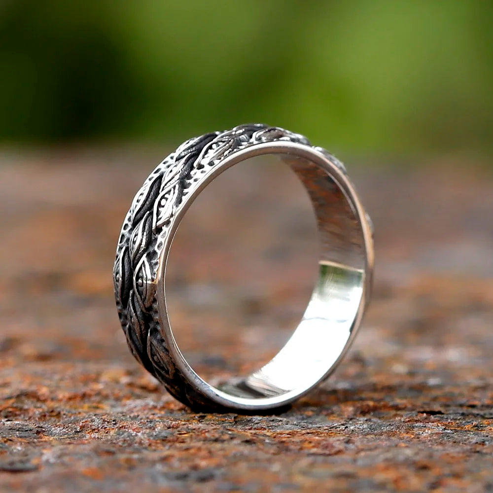 Japanese Carved Eyes Ring — Stainless Steel