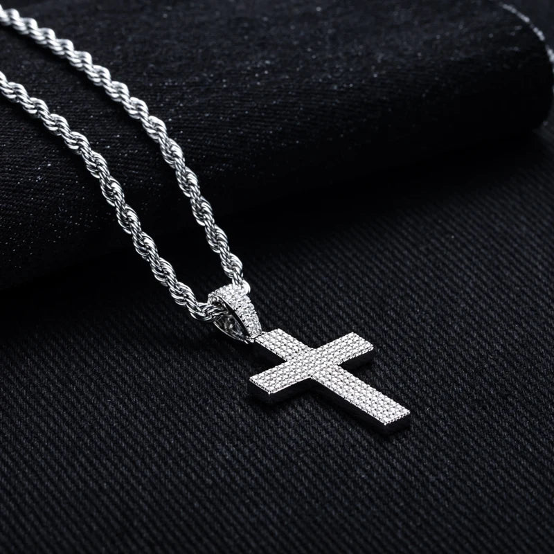 Iced Out Cross Pendant — 925 Silver