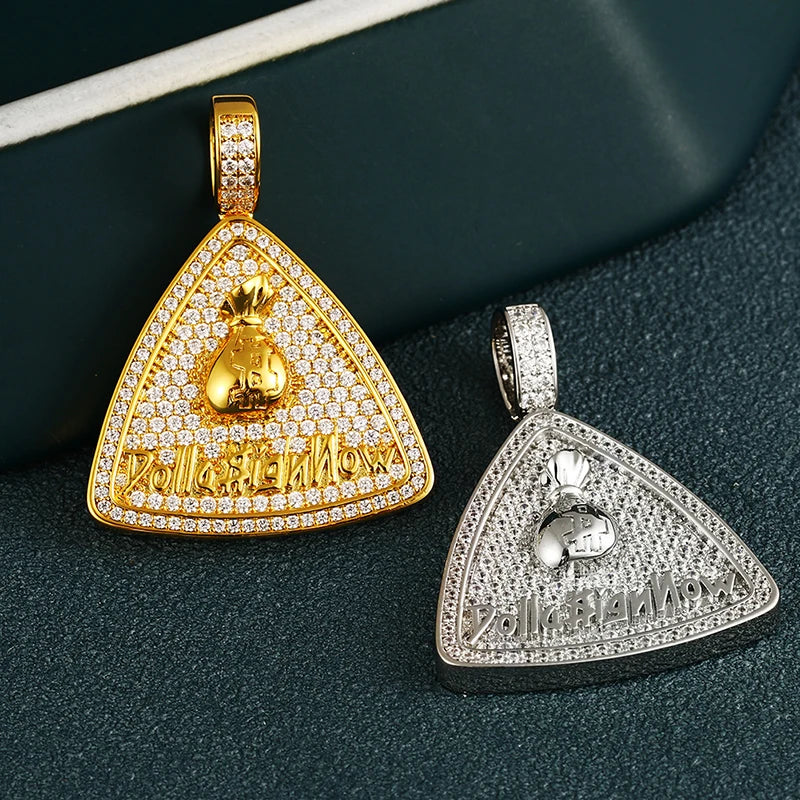 Trendy Round Zircon Copper Pendant Necklace for Men Fine Hip Hop Jewelry Pendant with Rope Chains