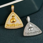 Trendy Round Zircon Copper Pendant Necklace for Men Fine Hip Hop Jewelry Pendant with Rope Chains