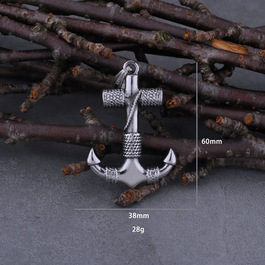 Stainless Steel Viking Pirate Anchor Pendant Necklace Mens Silver Color Punk Hip Hop Biker Neck Collar Jewelry Creative