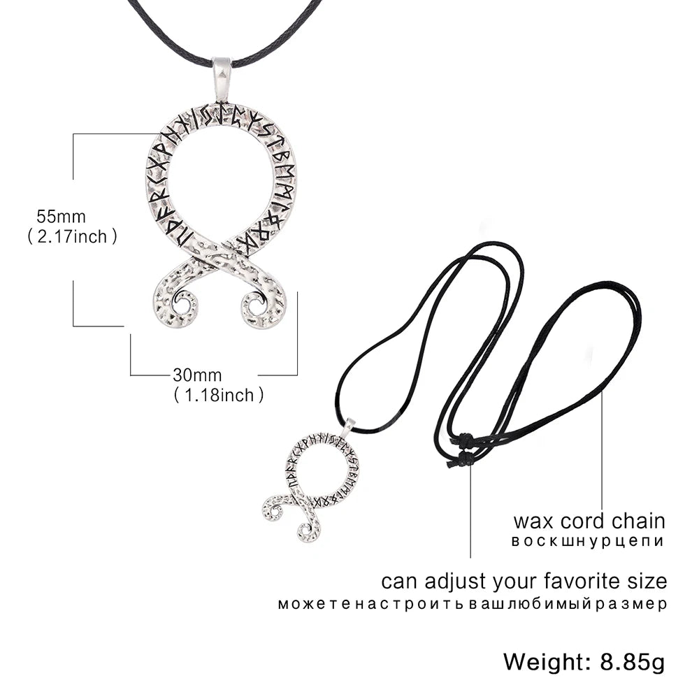 LIKGREAT Nordic Octopus Squid Pendant Viking Runes Troll Cross Necklace Swedish Folklore Protection Amulet Jewelry