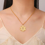 Flower of Life Star Pendant Necklace — Stainless Steel