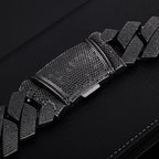NUOYA Hip Hop Jewelry 36mm Brass CZ Ice Chain Thick Cuban Necklace Men's Pure Black Bracelet Premium Gift