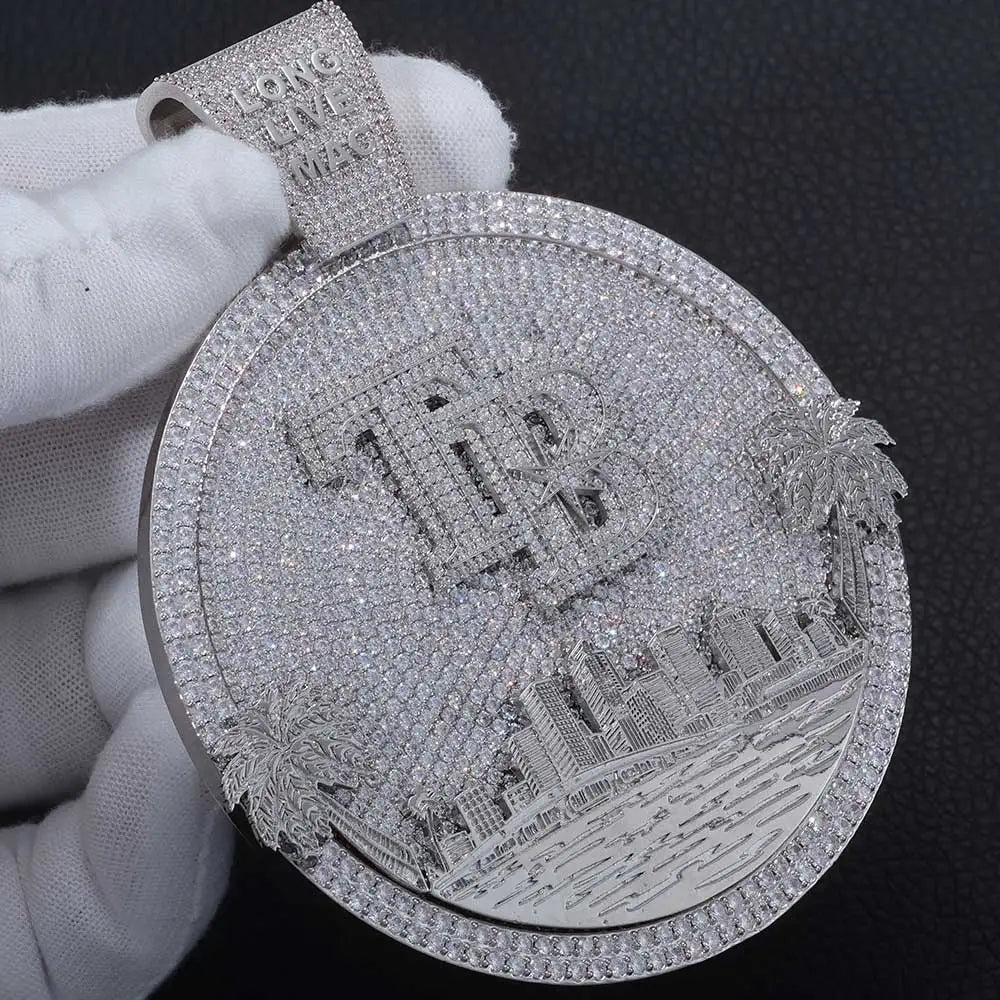 Iced Out Letter Pendant Circle Disc