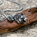 Vintage Vikings Celtic Wolf Head Necklaces Men's Stainless Steel Norse Mythology Fenrir Wolf Animal Pendant