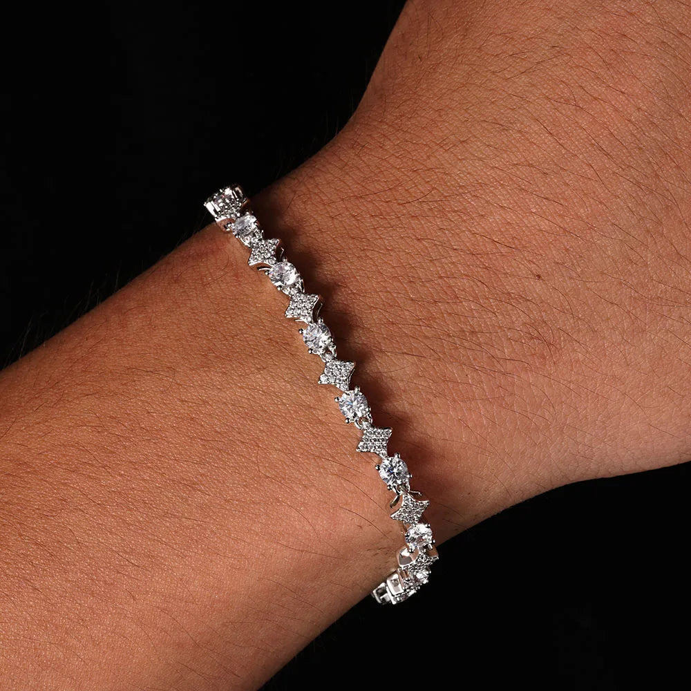 Star Tennis Chain Necklace Iced Out CZ