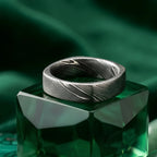 Men's 6mm Square Damascus Steel Ring Unique Geometric Design Wedding Band Minimalist Fashion Jewelry