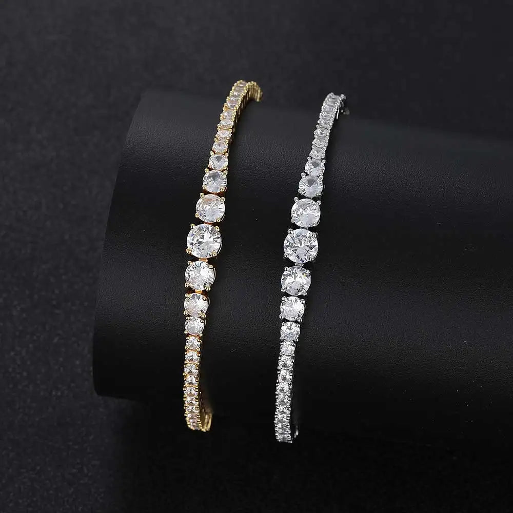Tennis Chain Necklace Stainless Steel Gradient CZ