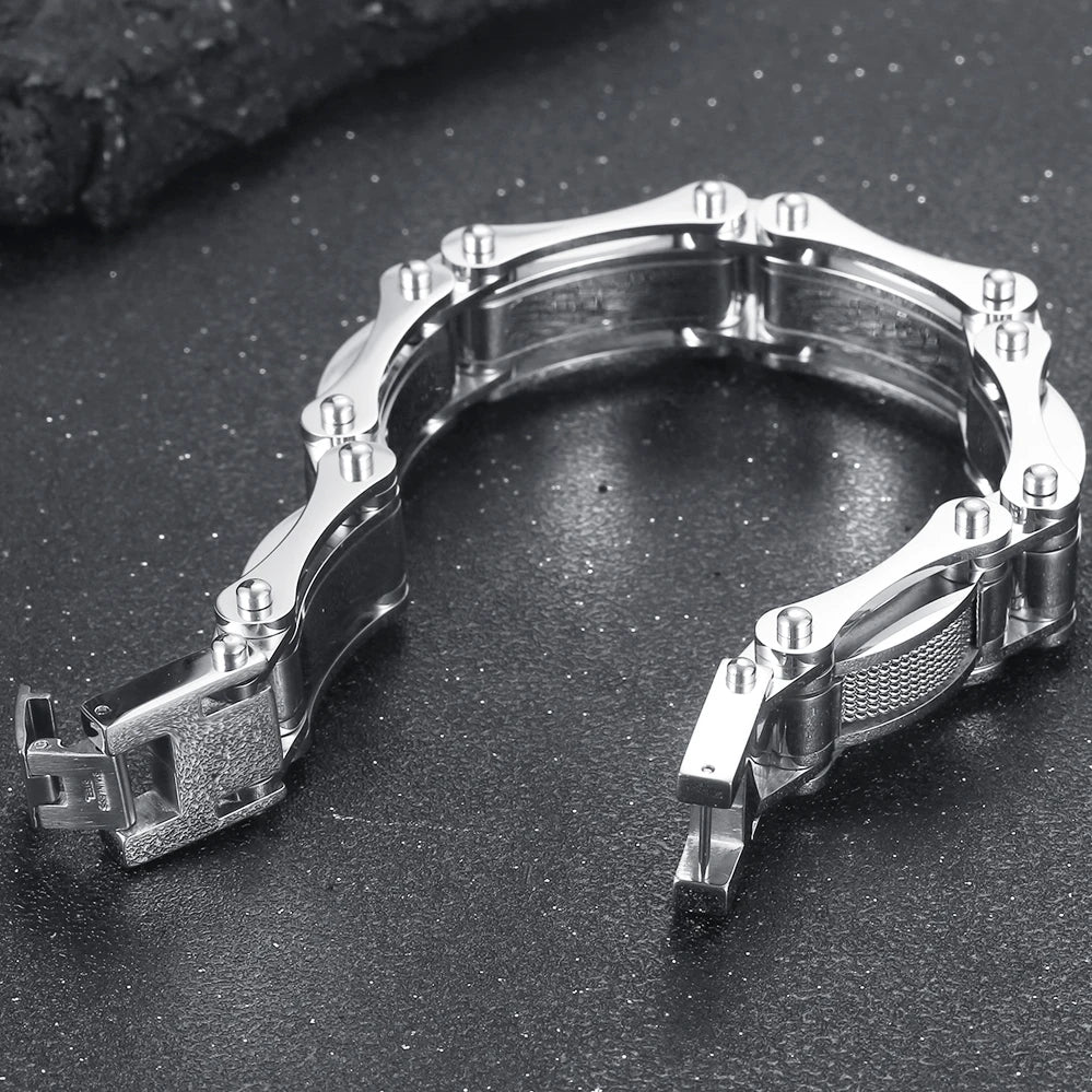 Cool Black Gold Color Bracelet for Man 15MM Width Stainless Steel Chain Men's Wrist Arm Jewelry Birthday Gifts for Boys