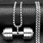 Dumbbell Fitness Pendant Necklace — Gold