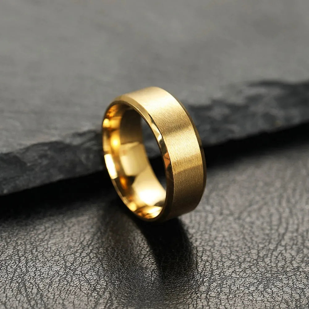 Matte Black Wedding Engagement Band Ring — Stainless Steel