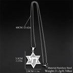 Jewish Hebrew Chai Symbol Star of David Pendant Necklace for Men Women Gold Color Stainless Steel Israel Amulet Chain