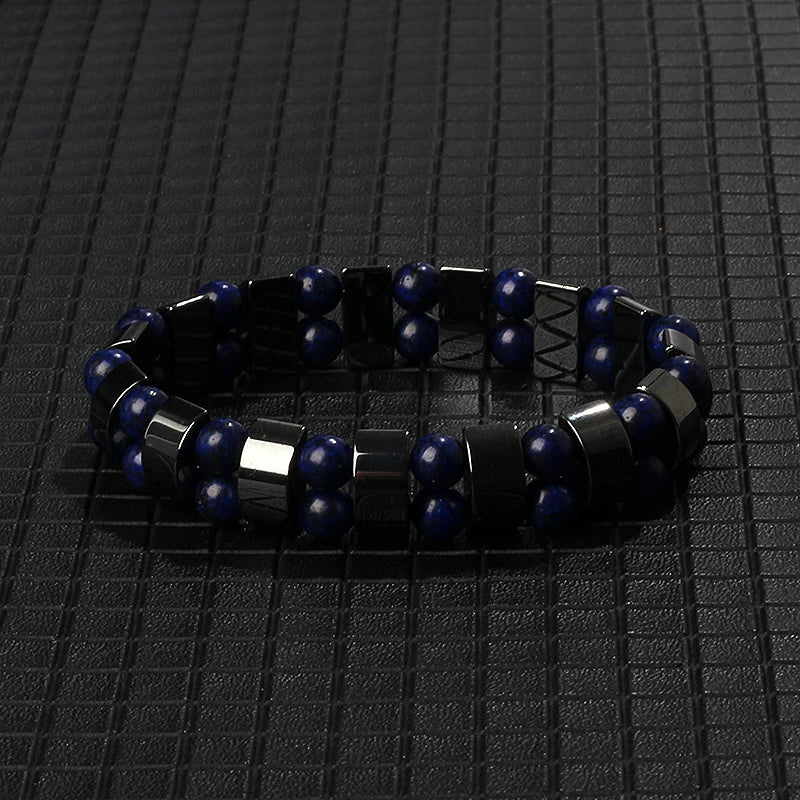 Hematite Therapy Stretch Bracelet — Mixed Metal