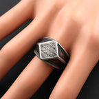 Vintage Geometric Rhombic Signet Ring — Stainless Steel