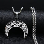 2024 Fashion Flower of Life Moon Stainless Steel Necklace for Women Silver Color Necklaces Pendants Jewelry colgantes