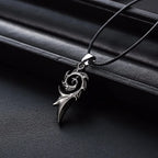 Men's Punk Dragon Flame Pendant Necklace with Cool Leather Chain Fire Phoenix Fashion Jewelry Gift Metal