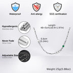 Green Stone Bead Chain Necklace — Stainless Steel