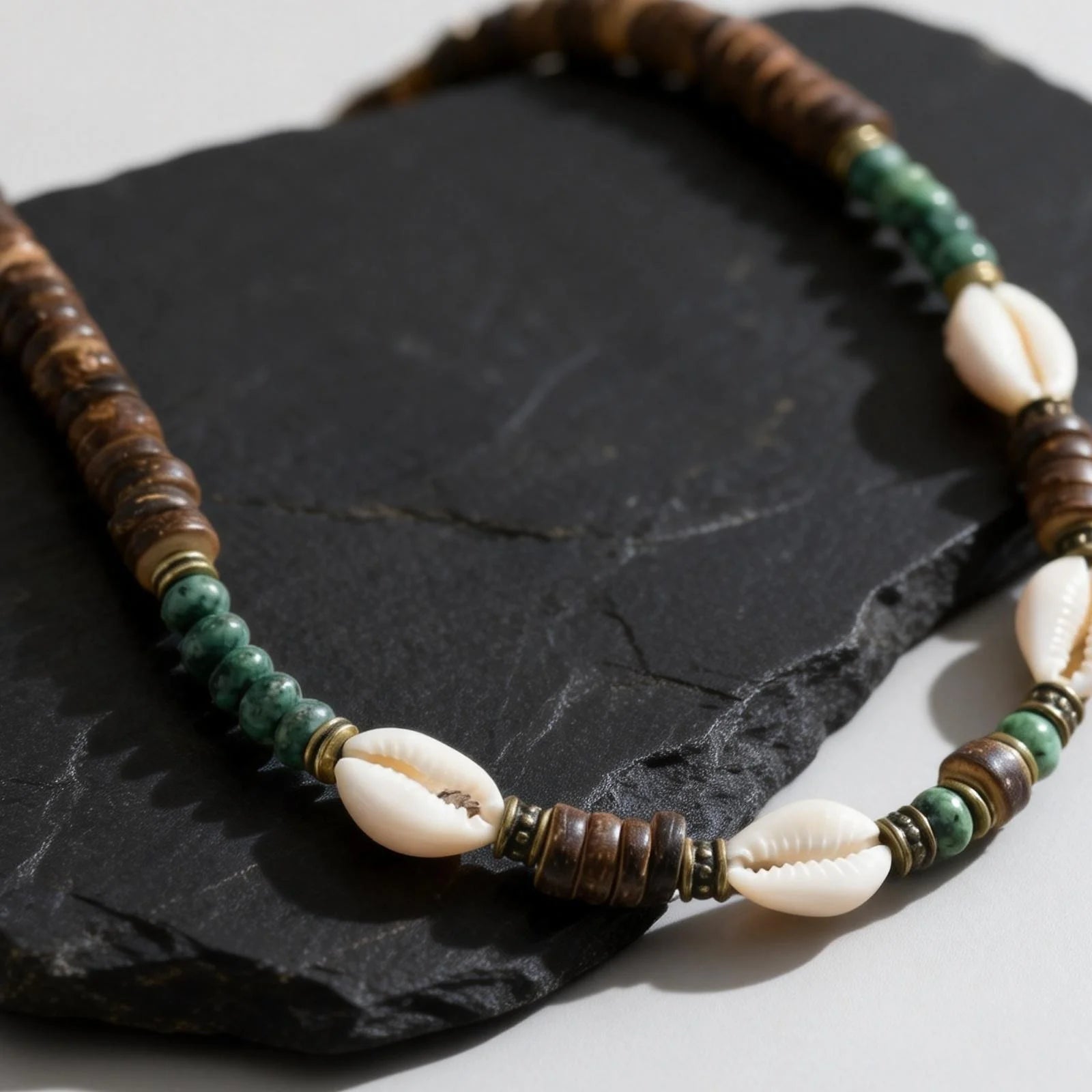 Coconut Shell Beaded Surfer Necklace