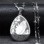 Catholic Saint Benedict Medal Stainless Steel Necklace for Women Men Gold Color Jesus Cross Chain Jewelry san benito