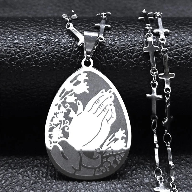 Catholic Saint Benedict Medal Stainless Steel Necklace for Women Men Gold Color Jesus Cross Chain Jewelry san benito